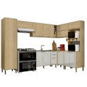 Ver imagem 2 de Cozinha Modulada Completa Vick Castanho Off White - Alj Móveis