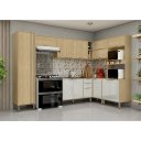 Ver imagem 1 de Cozinha Modulada Completa Vick Castanho Off White - Alj Móveis