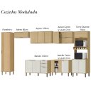 Ver imagem 3 de Cozinha Modulada Completa Vick Castanho Off White - Alj Móveis