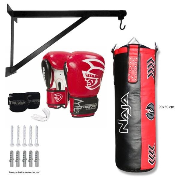 Kit Boxe Muay thai Elite/Suporte/saco/90x30 PR/VM - 10