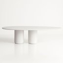 Ver imagem 1 de Mesa de Jantar Oásis Orgânica Cilíndrica Laca Branca 137x90 Cm