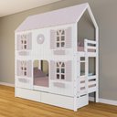 Ver imagem 1 de Beliche Casinha Bela com Coração 2 Gavetas 4 Janelas Venezianas - Madeira Maciça Branco/rosa |