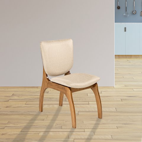 Cadeira Estofada para Mesa de Jantar 50 x 86 Cm Irlanda Madeira Maciça Imbuia Linho Bege M58 - RMI