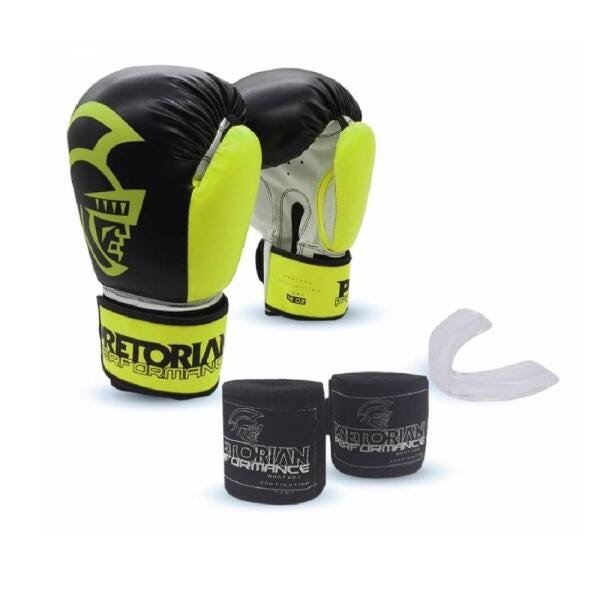 Kit Boxe/Muay Thai Performance Pretorian-Preto/Amarelo 14Oz - 7