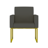 Poltrona Decorativa Courino Recepção Base Ferro Dourado Cor:courino Cinza - 2