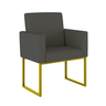 Poltrona Decorativa Courino Recepção Base Ferro Dourado Cor:courino Cinza - 1