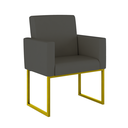 Ver imagem 1 de Poltrona Decorativa Courino Recepção Base Ferro Dourado Cor:courino Cinza