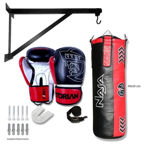 Kit Boxe Muay Thai/Suporte/Saco/90x30 PR/VM - 6