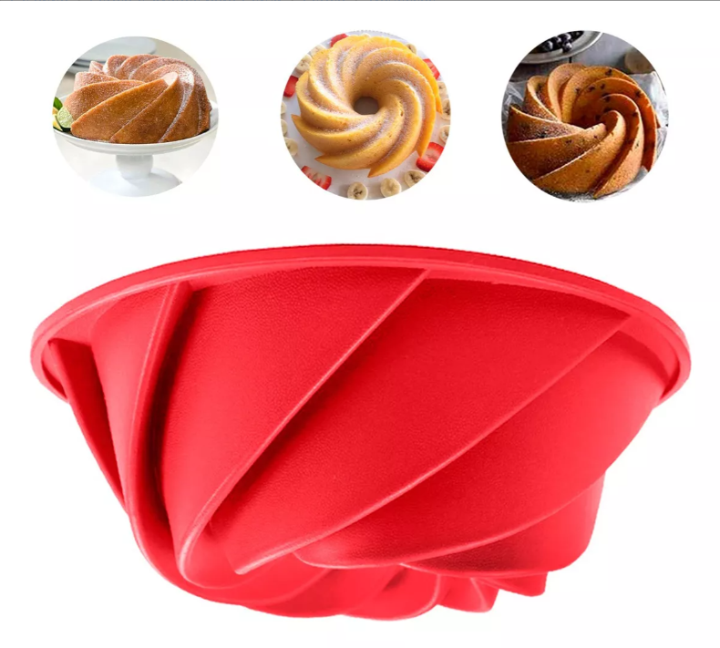 Forma Espiral em Silicone Utensílio de Cozinha Bolos Tortas 23cm - 2