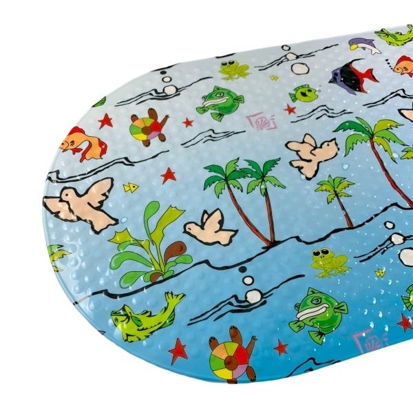 Tapete para Banho Infantil Antiderrapante com Ventosa Box Banheiro Estampa Peixe Coqueiro - 2