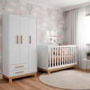 Ver imagem 1 de Quarto Bebe Infantil Q Encanto Berço Vira Cama e Guarda Roupas 3 Portas 2 Gavetas Slim Qmovi