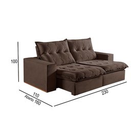 Sofá 3 Lugares Retrátil e Reclinável Martins M-177 Veludo Marrom - 3