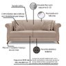 Kit 2 Poltronas e Sofá Living 2 Lugares 1,80m Vênus Linho Areia Pés Castanho - Pallazio - 6