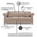 Ver imagem 6 de Kit 2 Poltronas e Sofá Living 2 Lugares 1,80m Vênus Linho Areia Pés Castanho - Pallazio