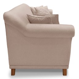 Kit 2 Poltronas e Sofá Living 2 Lugares 1,80m Vênus Linho Areia Pés Castanho - Pallazio - 5