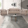 Kit 2 Poltronas e Sofá Living 2 Lugares 1,80m Vênus Linho Areia Pés Castanho - Pallazio - 2