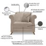 Kit 2 Poltronas e Sofá Living 2 Lugares 1,80m Vênus Linho Areia Pés Castanho - Pallazio - 7