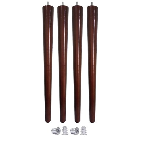 Kit de 4 Pé Palito 75cm Imbuia Marrom Escuro + Bucha Americana