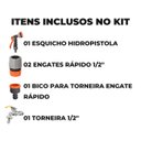 Ver imagem 2 de Esguicho Hidropistola 6 Jatos + Engate Rápido 1/2" + Bico Torneira + Torneira de Metal para Jardim 1
