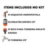 Esguicho Hidropistola 6 Jatos + Engate Rápido 1/2" + Bico Torneira + Torneira de Metal para Jardim 1 - 2