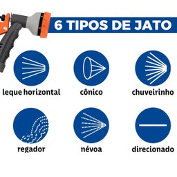 Esguicho Hidropistola 6 Jatos + Engate Rápido 1/2" + Bico Torneira + Torneira de Metal para Jardim 1 - 9