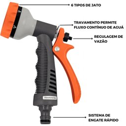 Esguicho Hidropistola 6 Jatos + Engate Rápido 1/2" + Bico Torneira + Torneira de Metal para Jardim 1 - 8