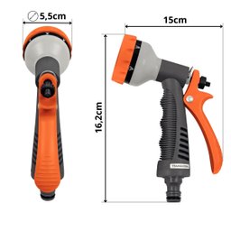 Esguicho Hidropistola 6 Jatos + Engate Rápido 1/2" + Bico Torneira + Torneira de Metal para Jardim 1 - 3