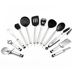 Conjunto de Utensílios De Cozinha Completo Em Silicone e Inox Kit Com 23 Peças - 3