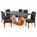 Ver imagem 3 de Conjunto Sala de Jantar 6 Lugares Retangular Tampo de Vidro e MDF Dai