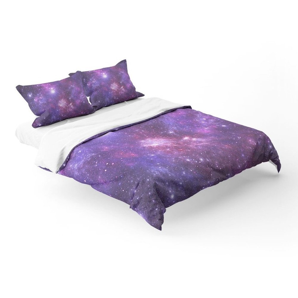 Edredom Casal Queen 3 Peças Galáxia Nebulosa Galaxy Roxa - 2