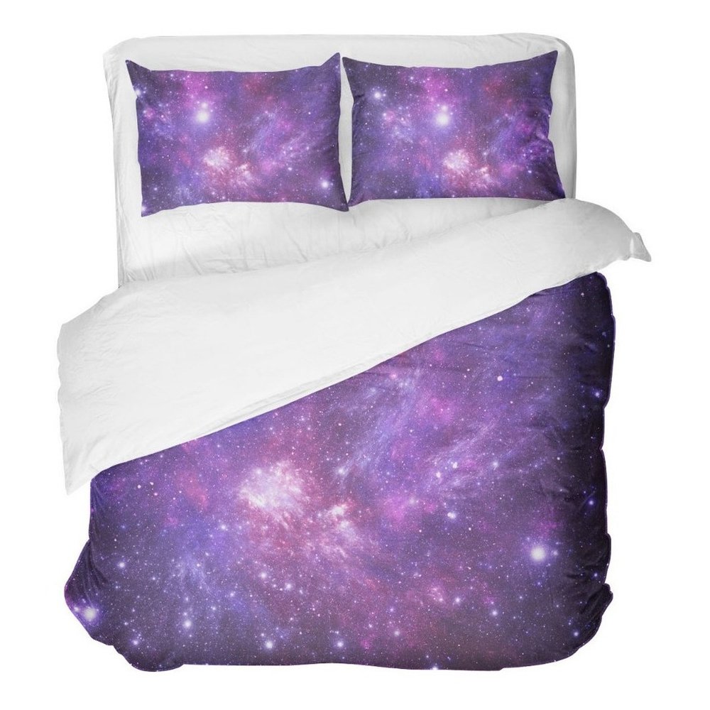 Edredom Casal Queen 3 Peças Galáxia Nebulosa Galaxy Roxa - 1