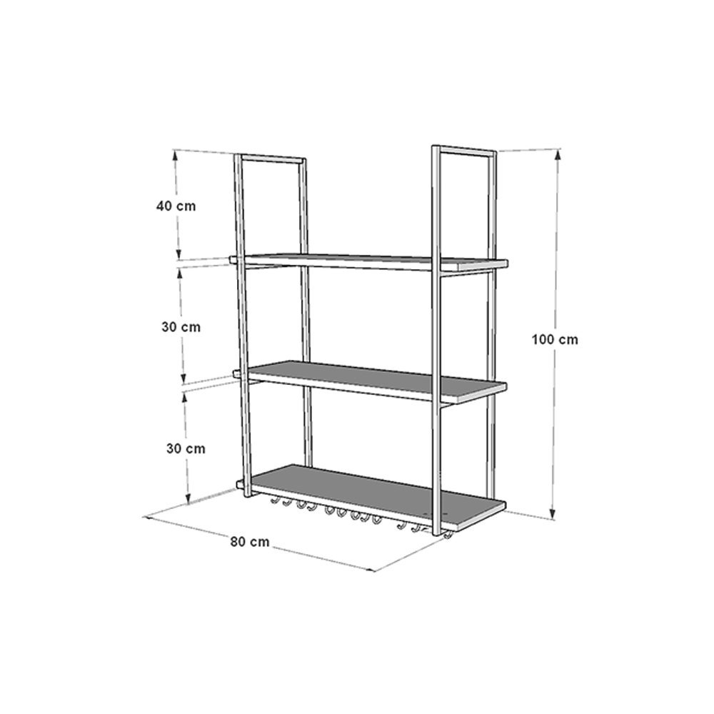 Nicho Suspenso para Divisória Apartamento Denver 80cm - Preto/freijó - 3