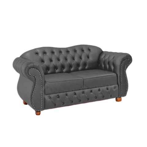 Sofá Chesterfield Merlô 2 Lugares Suede Cinza 2,30M / Decoração, recepção, barbearia, sala tv