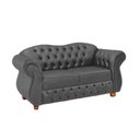 Ver imagem 1 de Sofá Chesterfield Merlô 2 Lugares Suede Cinza 2,30M / Decoração, recepção, barbearia, sala tv