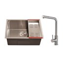 Ver imagem 1 de Kit Cuba para Cozinha Terena 58 Cm e Torneira Misturador Monocomando Extensível Gurupi - Prata