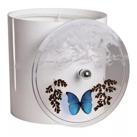 Cesto De Lixo Branco Decorado Com Borboleta Azul