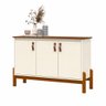 Buffet Sonetto 3 Portas Aparador Balcão Cantinho Café Sala Jantar Pés Madeira Maciça Offwhite/freijó - 2