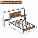 Ver imagem 2 de Cama Casal Full 140cm com Cabeceira, Tomadas Usb e Mesas Laterais
