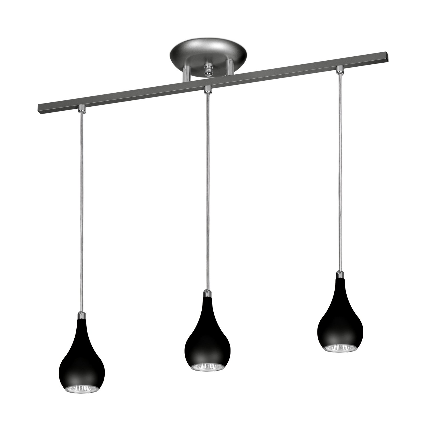 Lustre Pendente Design 5513 Para 3 Lâmpadas Gu10 Cor Preta - 1