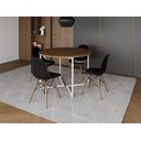 Ver imagem 1 de Mesa Industrial Base Ferro Branco em V Tampo 110cm Amêndoa 4 Cadeiras Eames Madeira Assento Preto