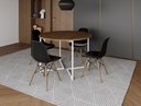 Ver imagem 1 de Mesa Industrial Base Ferro Branco em V Tampo 110cm Amêndoa 4 Cadeiras Eames Madeira Assento Preto