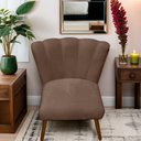 Ver imagem 3 de Cadeira Pétala Flor para Sala de Estar Penteadeira Salão Suede Cappuccino