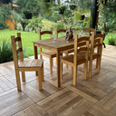 Ver imagem 2 de Conjunto Mesa de Jantar 140x70 Rústica com 6 Cadeiras em Madeira Maciça Mel - Mb Móveis