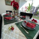 Ver imagem 5 de Kit 4 Guardanapos em Jacquard Luxo Pinheiro Canadense Vermelho 40x40cm