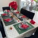 Ver imagem 3 de Kit 4 Guardanapos em Jacquard Luxo Pinheiro Canadense Vermelho 40x40cm