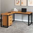 Ver imagem 2 de Mesa Escritório E Home Office em L Florence Industrial 135x157cm D03 Freijó Preto Fosco - Lyam