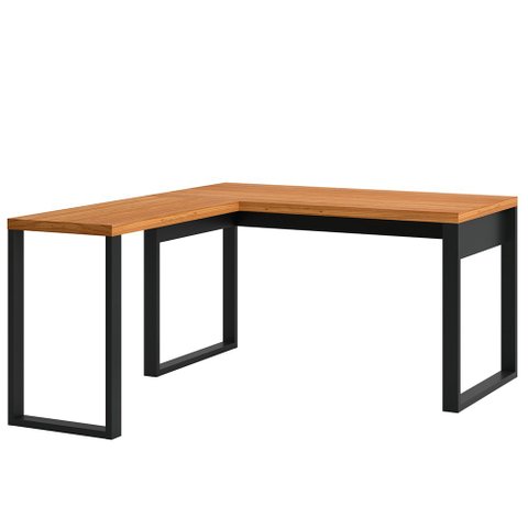Mesa Escritório E Home Office em L Florence Industrial 135x157cm D03 Freijó Preto Fosco - Lyam