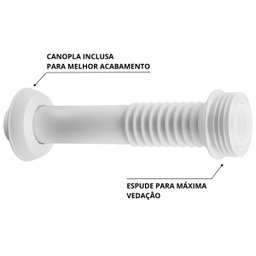 Conjunto Tubo de Ligação Ajustável Para Bacia Sanitária 25cm x 1/2" Branco | Astra - 3