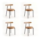 Ver imagem 6 de Cadeira Sala de Jantar Kit 4 Lizzie Base Tubular Preto Encosto Castanho PU D03 - D'Rossi