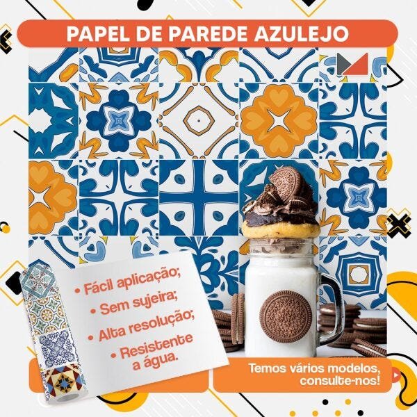 Papel de Parede Adesivo Azulejo Morena 3 metros - 3